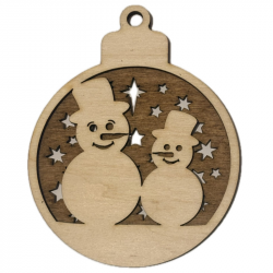 Boule de Noël en bois 11 cm personnalisable – Bonhomme de neige, renne ou duo de rennes | 3DConcept