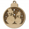 Boule de Noël en bois 11 cm personnalisable – Bonhomme de neige, renne ou duo de rennes | 3DConcept